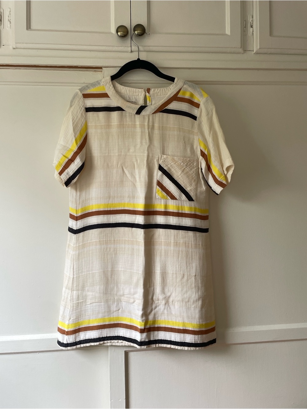 Vintage Shirt Dress with Yellow, Brown and Black Accents